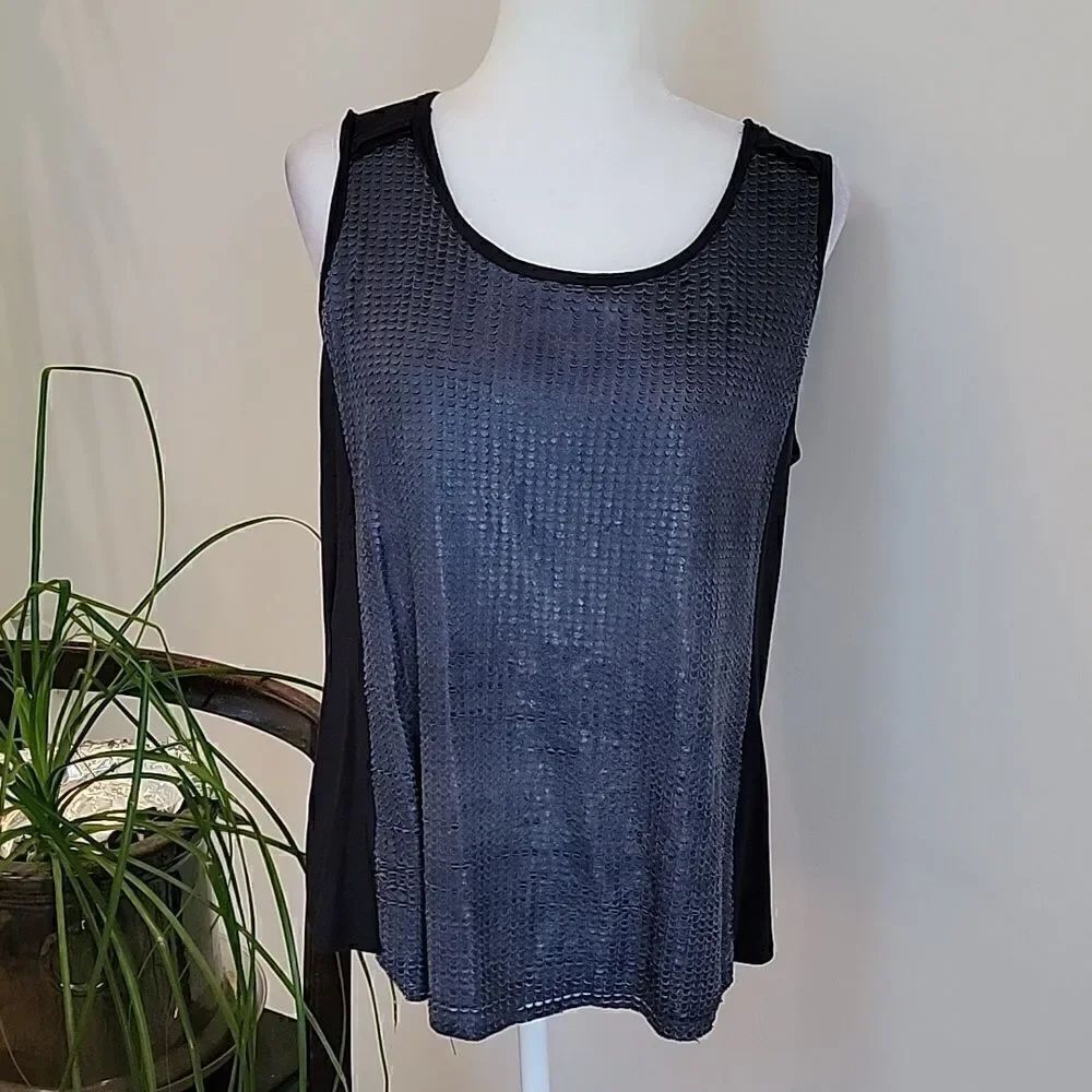 Elie Tahari navy and blue suede tank top